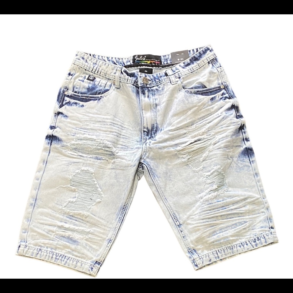 Men’s Distressed Denim Faded Short